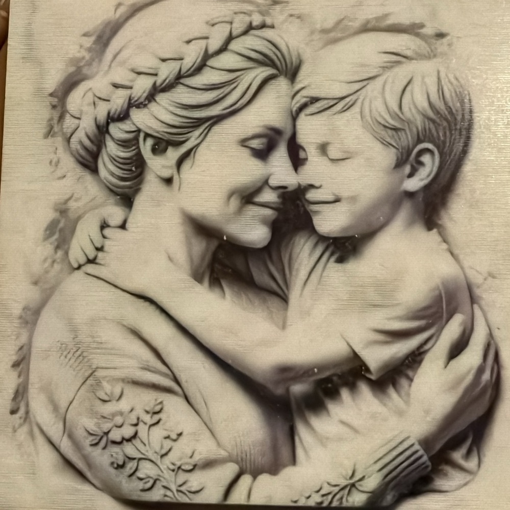 Elegant Italian Marble Mother and Child Tile
